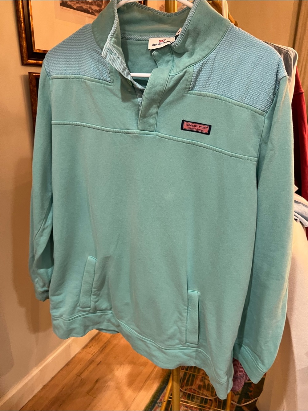 Vineyard Vines women’s Aqua Lightweight Quarter-Snap Pullover Sweater